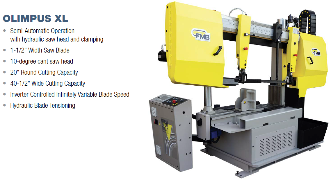 Large Capacity Dual Column Band Saw with 40-1/2" Wide Cutting Capacity FMB Olimpus 1 XL